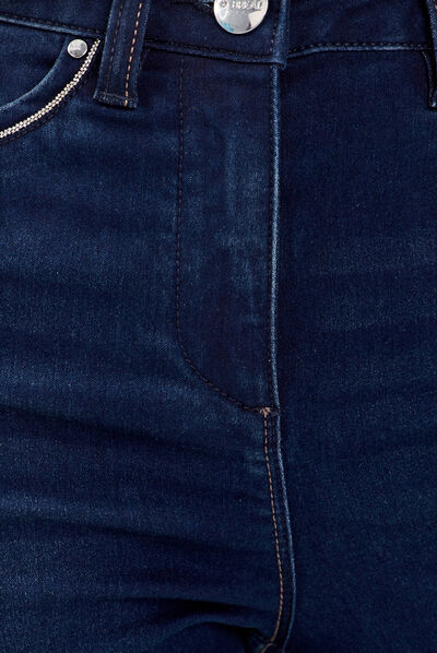 Jean ajusté taille haute denim brut femme