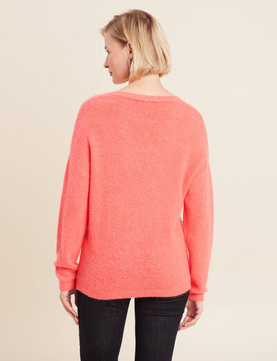 Pull manches longues rose vif femme