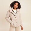 Doudoune ajust&eacute;e &agrave; capuche doubl&eacute;e beige femme
