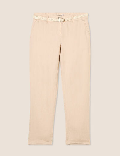 Pantalon flou ceinturé sable femme