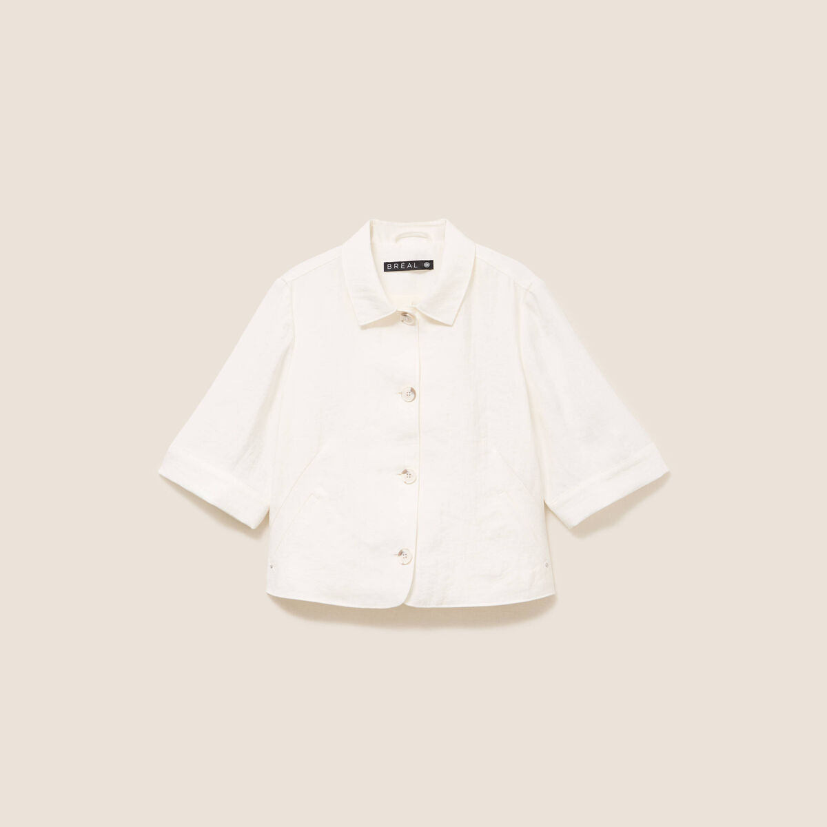 Veste droite courte manches 3/4 ecru femme