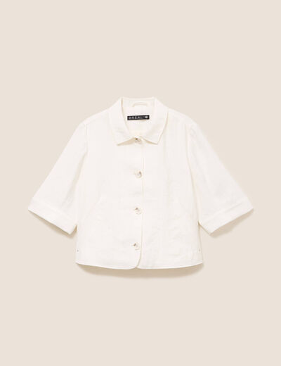 Veste droite courte manches 3/4 ecru femme