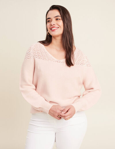 Pull confectionné en France vieux rose femme
