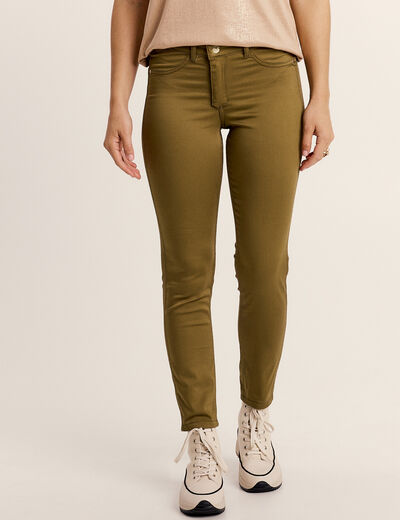 Pantalon enduit réversible couleur bronze femme