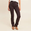 Pantalon droit taille haute marron fonc&eacute; femme