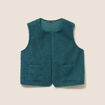 Gilet sans manches bouclette poches vert fonc&eacute; femme