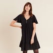 Robe évasée manches courtes noir femme