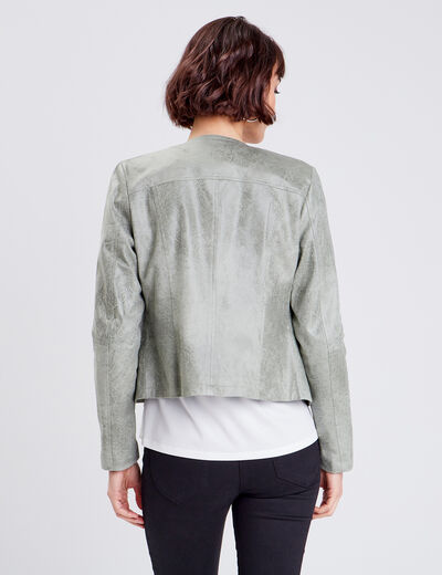 Veste droite zippée vert clair femme