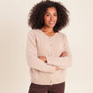 Gilet col rond sable femme