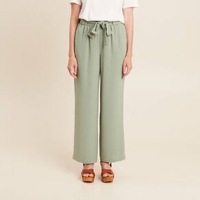 pantalon flou droit 78eme vert clair femme Pantalon flou droit 7/8ème vert clair femme