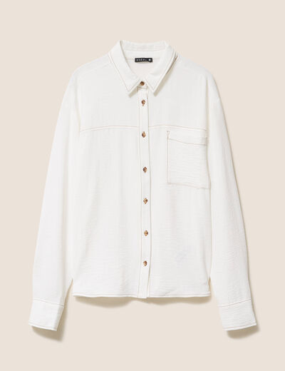 Chemise fluide manches longues ecru femme