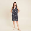 Robe fluide manches courtes bleu foncé femme