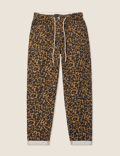 Pantalon paperbag 7/8ème marron femme