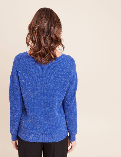 Pull manches longues bleu electrique femme