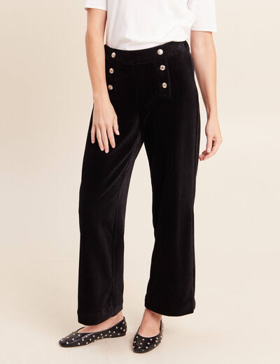 Pantalon loose en velours noir femme