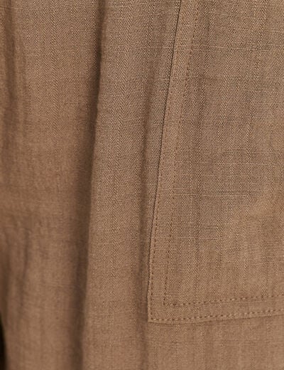 Pantalon mom 7/8&egrave;me en coton vert kaki femme