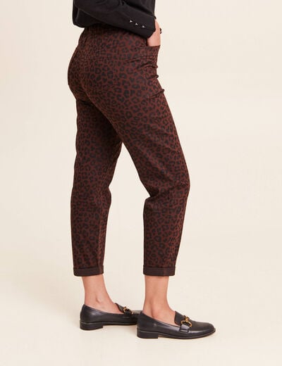 Pantalon coupe mom 7/8&egrave;me marron femme