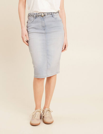 Jupe ajustée en jean denim double stone femme