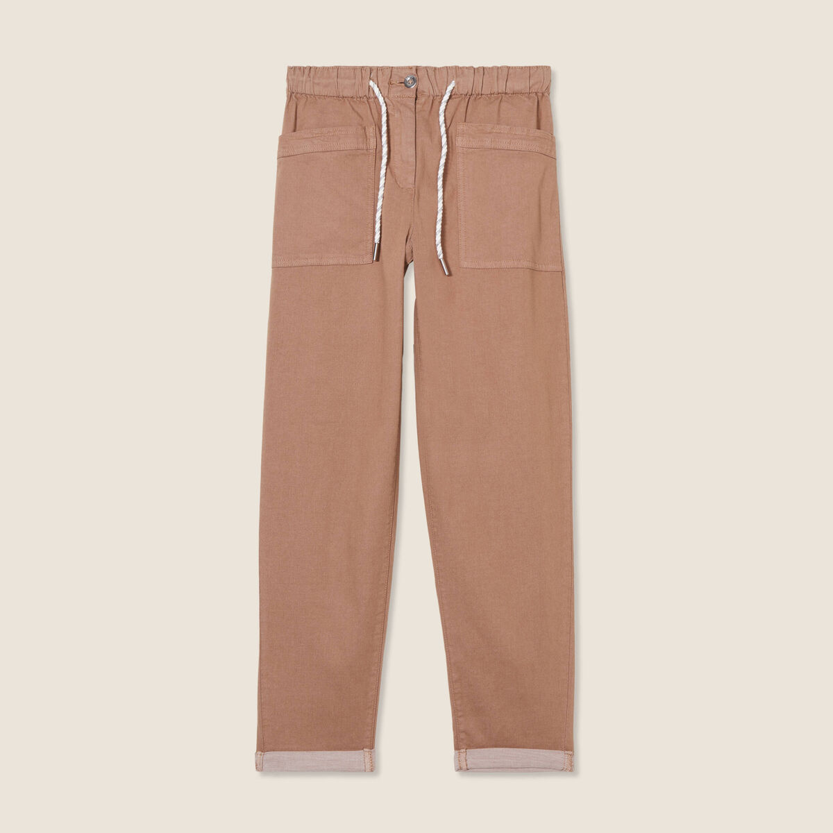 Pantalon coupe mom 7/8&egrave;me taupe femme