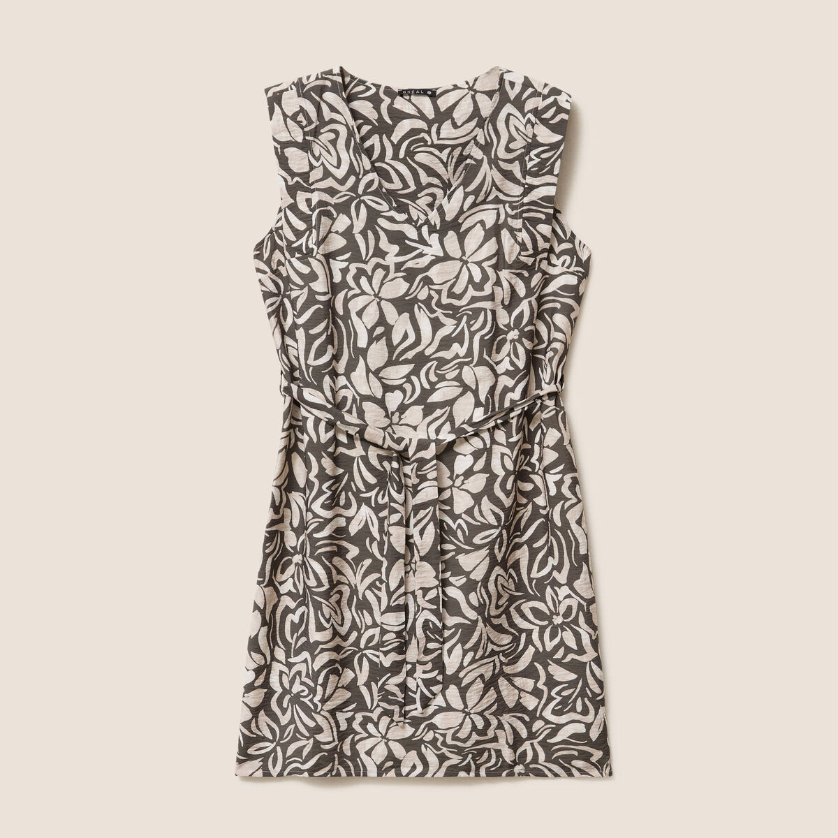 Robe droite courte sans manches col v vert femme