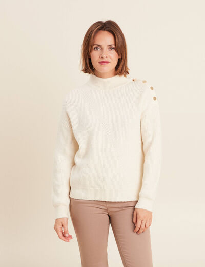 Pull manches longues ecru femme
