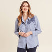 Chemise manches longues brod&eacute;e bleu femme