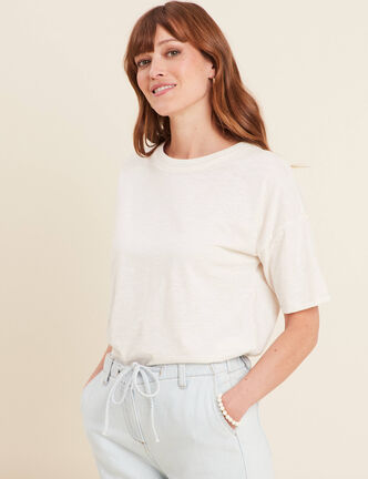 T-shirt manches courtes ecru femme