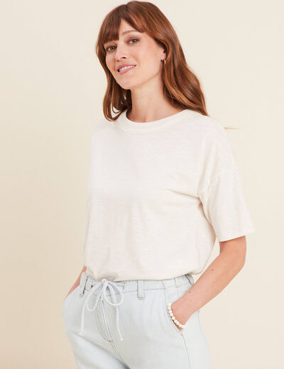 T-shirt manches courtes ecru femme