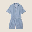 Combishort ceintur&eacute;e denim double stone femme
