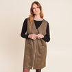 Robe chasuble su&eacute;dine vert kaki femme