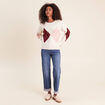 Pull col rond avec strass beige femme