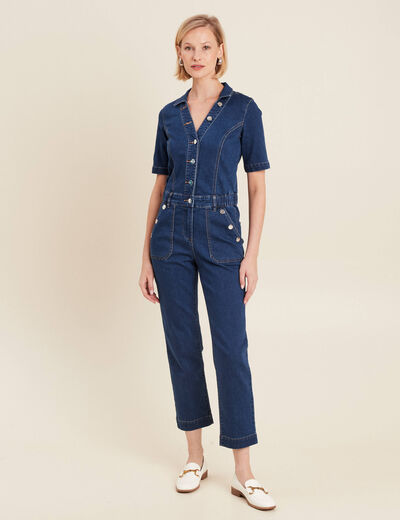 Combinaison pantalon en jean denim stone femme