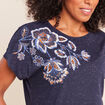 T-shirt &agrave; sequins manches courtes bleu marine femme