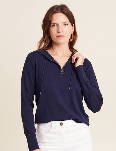 Pull manches longues bleu marine femme