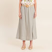 Jupe aspect lin avec ceinture amovible vert clair femme