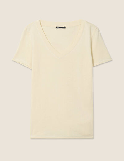 T-shirt manches courtes jaune clair femme