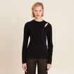 Pull manches longues strass noir femme