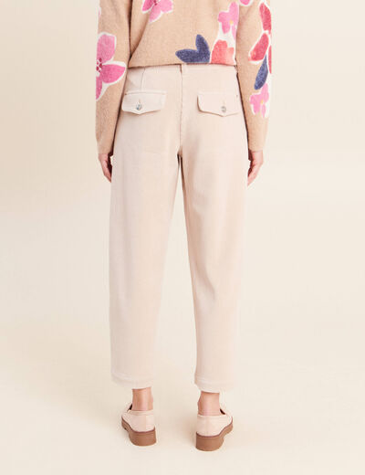 Pantalon boyfriend 7/8&egrave;me velours sable femme