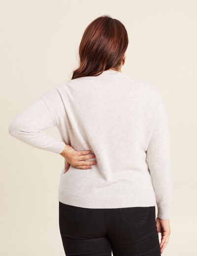 Pull en cachemire manches longues gris clair femme
