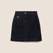 Jupe courte trap&egrave;ze en jean denim brut femme
