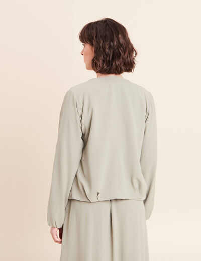 Veste fluide manches longues doubl&eacute;e vert clair femme