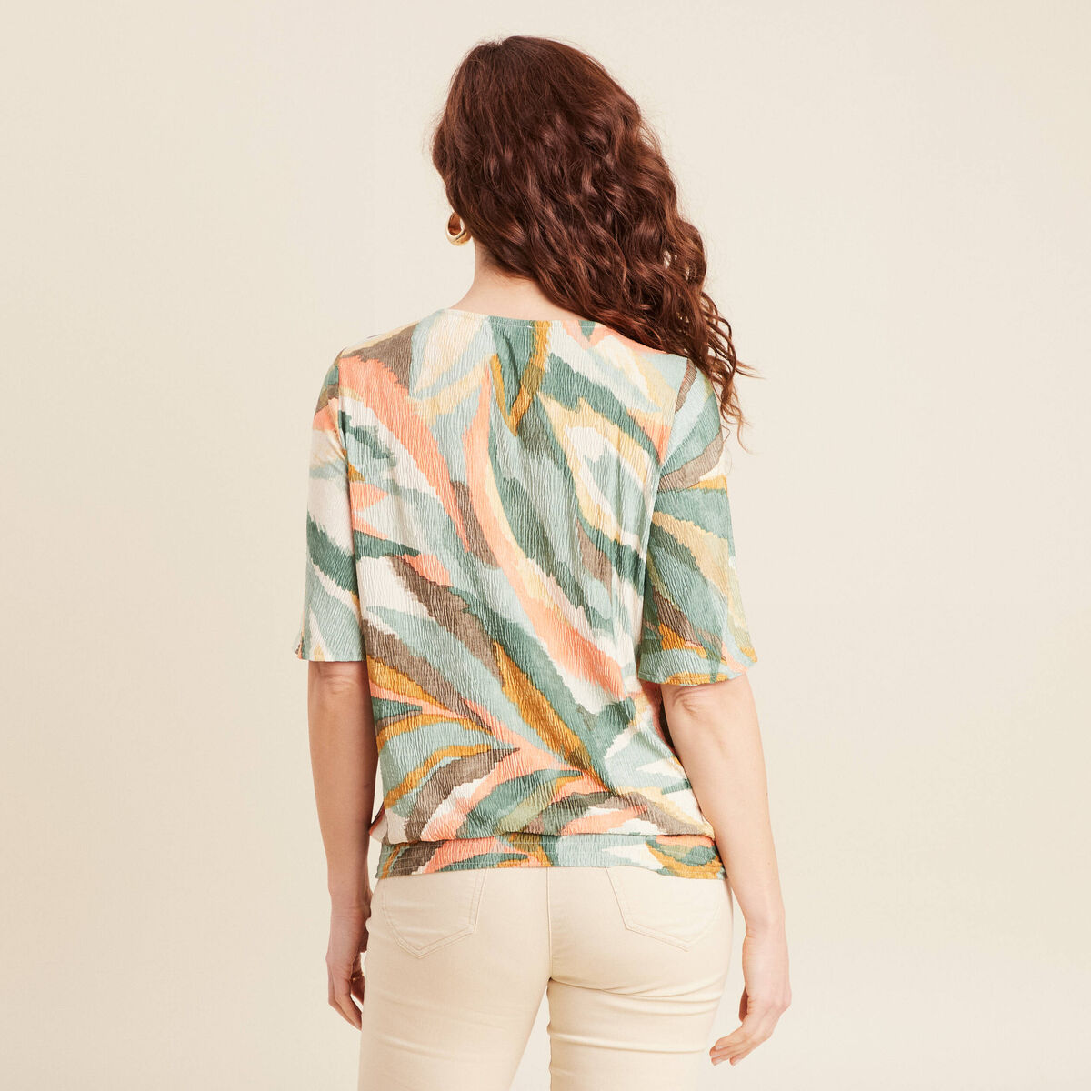Blouse manches courtes multicolore femme