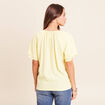 Blouse col v manches coudes jaune pastel femme