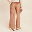Pantalon su&eacute;dine large &agrave; pinces marron clair femme