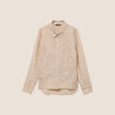 Chemise en coton brod&eacute;e manches longues marron femme
