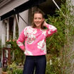 Pull col rond rose femme