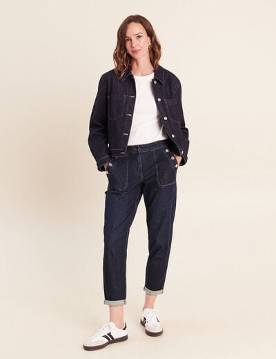 Veste manches longues en jean denim brut femme