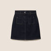 Jupe courte trap&egrave;ze en jean denim brut femme