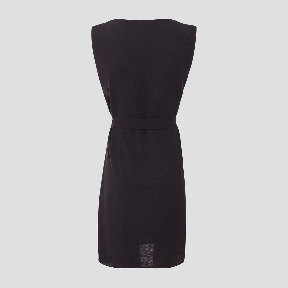 Robe droite ceintur&eacute;e noir femme
