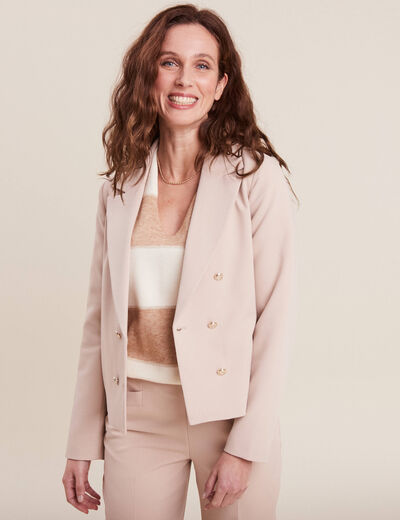 Veste tailleur courte sable femme